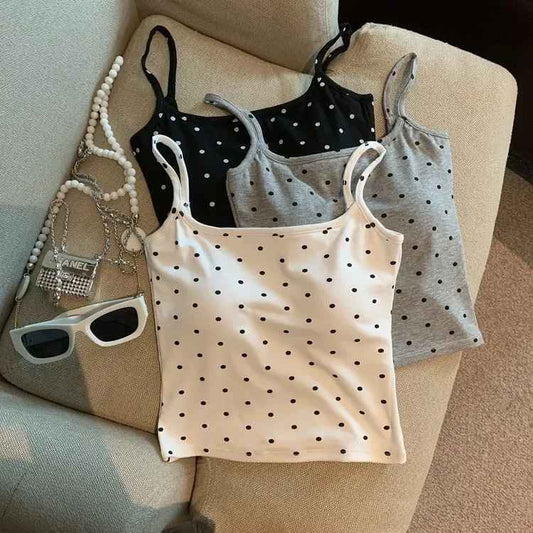 Polka Dot Thin Strap Tank Top